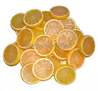 50pcs Fake Lemon Slice Garnish Artificial Fruit Faux Food House