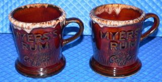 Pair of Myers Rum and Coffee Drip Glazed Coffee Mugs