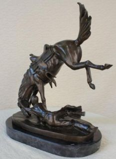 Fine Quality 18 Remington Solid Bronze Sculpture of Indian on Horse