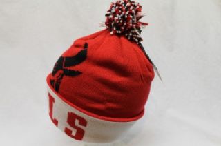 chicago bulls adidas knitted beani stocking hat cap red white cuff