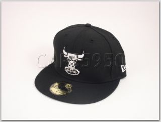 Chicago Bulls 59Fifty Hat New Era Cap Fitted Basketball Black White