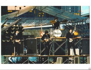 Rare Beatles Photo On Stage Comiskey Park Chicago August 1965