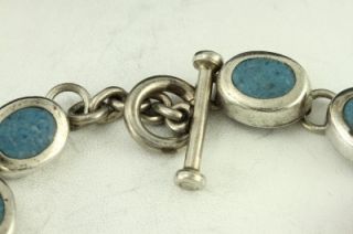  Sterling Silver Jewelry Taxco Mexico Lapis Lazuli Chunky Link Bracelet
