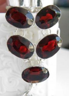 CHUNKY STERLING SILVER 925 80CT CHERRY RED QUARTZ TOGGLE BRACELET