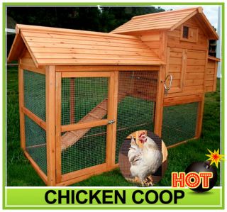 Pawhut Deluxe Wood Chicken Coop Poultry Hen House Feeder Rabbit Hutch