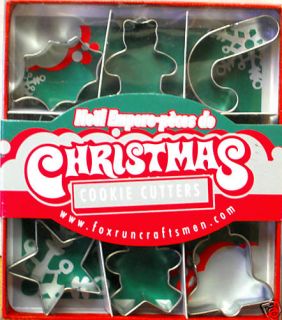 Mini Metal Christmas Cookie Cutters in Box Tinplate New
