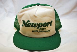 VTG Newport Cigarette Trucker Hat Cap Mens Green White Snapback