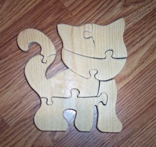 Kids Wooden Puzzle – Cat Puzzle – Unfinished Handmade