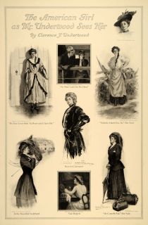1909 Clarence F. Underwood American Girl Illustrations ORIGINAL