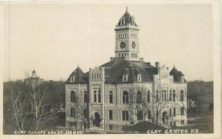 RPPC Clay Center Kansas Clay County Court House Postcard