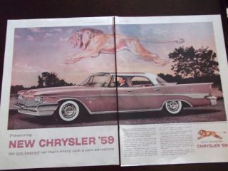 1959 Chrysler New Yorker Lion Hearted 2 Full Page Automobile
