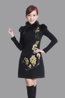 Fashion New Black Chinese Short Sleeves Womens Mini Dress Cheongsam s