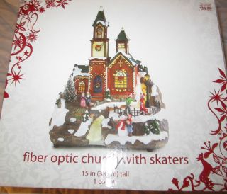 2006 Christmas Themed 15 Fiber Optic Church with Skaters