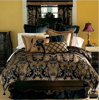 New Classic Royal Black Gold Luxurious Comforter Set King