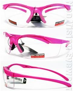 Impact Clear Lens Pink Hi Viz Safety Glasses Motorcycle Glasses Z87.1