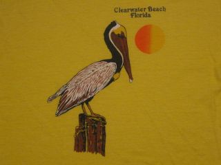 Vintage 80s Clearwater Beach Florida T Shirt Medium Pelican Surf Skate