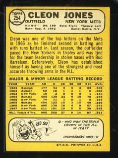 1968 Topps #254 Cleon Jones New York Mets Vintage Premium Card