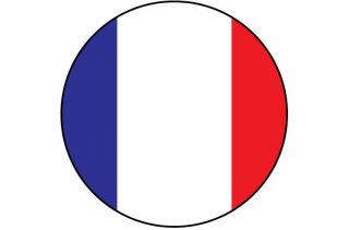 French Flag Filled in A Circle Shape Vinyl Sticker 10 cm x 10 cm