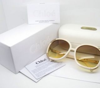 Authentic New Chloe 2119 Sunglasses Ivory Gold