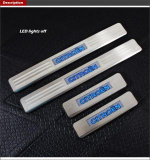 Brand New LED 304 Stainless Door Sill Scuff Plate For Citroen C5