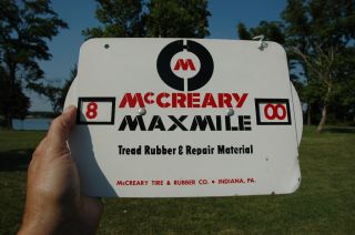 Vintage McCreary Maxmile Car Truck Auto Tire Gauge Sign N Mint