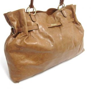 Claudio Ferrio Brown Leather Handbag Tote Laptop Sleeve