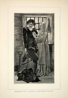 1893 Print Claudio Isabella William Holman Hunt Portrait Shackles Lute