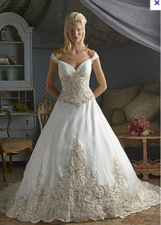 Christina Wu 5518 Size 16 Ivory Gold Formal Bridal Gown Wedding Dress