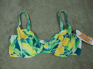CHRISTINA SWIMWEAR Green Yellow Blue & White Bathing Suit Swimsuit TOP