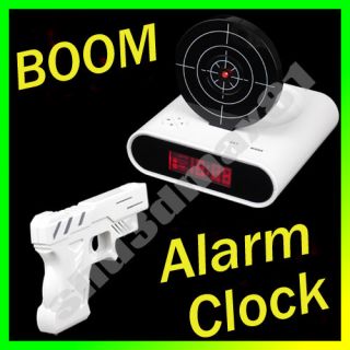 New Gun Alarm Clock Cool Tech Gadget Red LED S1453