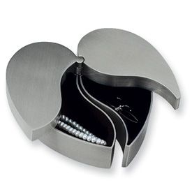 New Pewter Plated Heart Hinged Jewelry Trinket Box