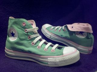 Converse Chuck Taylors Green & Pink High Top Shoes Sneakers Mens 5