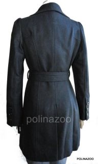 Guess Coat Belted Jacket Black Wool Trench Coat 2012 New $299
