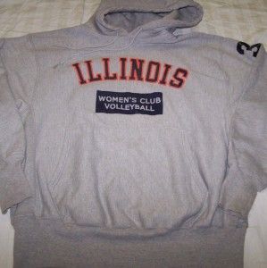 Vintage Illinois Womens Club Volleyball Sweatshirt L Hoodie College