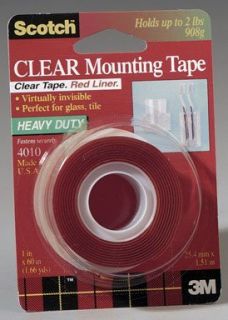 Scotch Double Sided Mounting Tape Industrial Strength 1 x 60 Clear Red