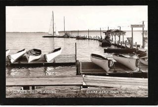 Clear Lake Iowa IA c1939 RPPC Witkes Boat Rental Docks