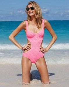 CoCo Rave✿ Pink Float Textured Monokini Size Large NWT