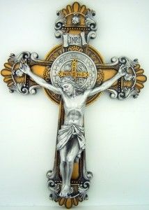  25 Saint St Benedict Exorcism Crucifix Cross Silver Gold Ornate