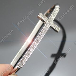 Polish Silver Cross Crucifix Church Hand Palm Bracelet Bangle Cuff