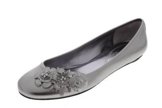 Ciao Bella New Frankie Metallic Leather Flowers Ballet Flat Round Toe