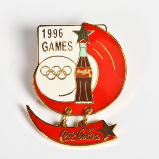 Coca Cola Coke Bottle SHOOTING STAR Dangle Olympic Badge Tie Tack