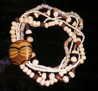  Five Strand TEKE TORSADE Necklace Bone, Horn & Glass by CICELY TYSON