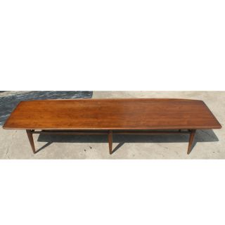 long vintage walnut coffee table walnut construction tapered legs 70