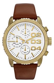 DIESEL® Leather Strap Chronograph Watch