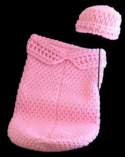 Baby Snuggle Cocoon with hat   hand crocheted   Prettiest Pink
