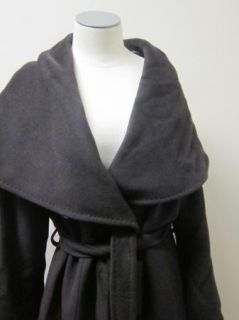 Cinzia Rocca Long Belted Wool Coat w/ Portrait Collar Espresso NWT $
