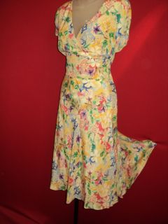 Coldwater Creek Sunny Mulicolor Floral Flared Skirt Silk Dress 16