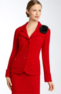 St. John Collection Knit Blazer with Flower Pin