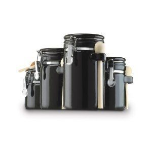 Piece Coffee Tea Sugar Ceramic Jars Kitchen Canister Set w/ Clamp