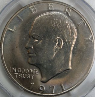 1971 Eisenhower Ike BU Dollar Coin PCGS MS 65 Lightly Toned